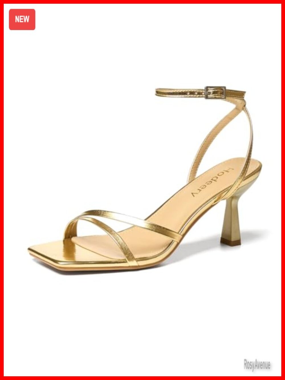 Strappy Heels Square Open Toe Stiletto Ankle Strap Faux Leather
